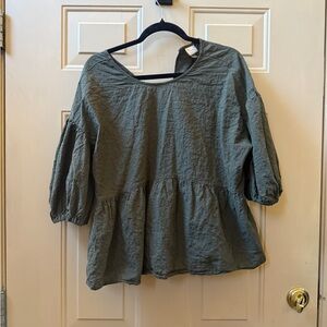 A New Day Sage Green Peplum Blouse